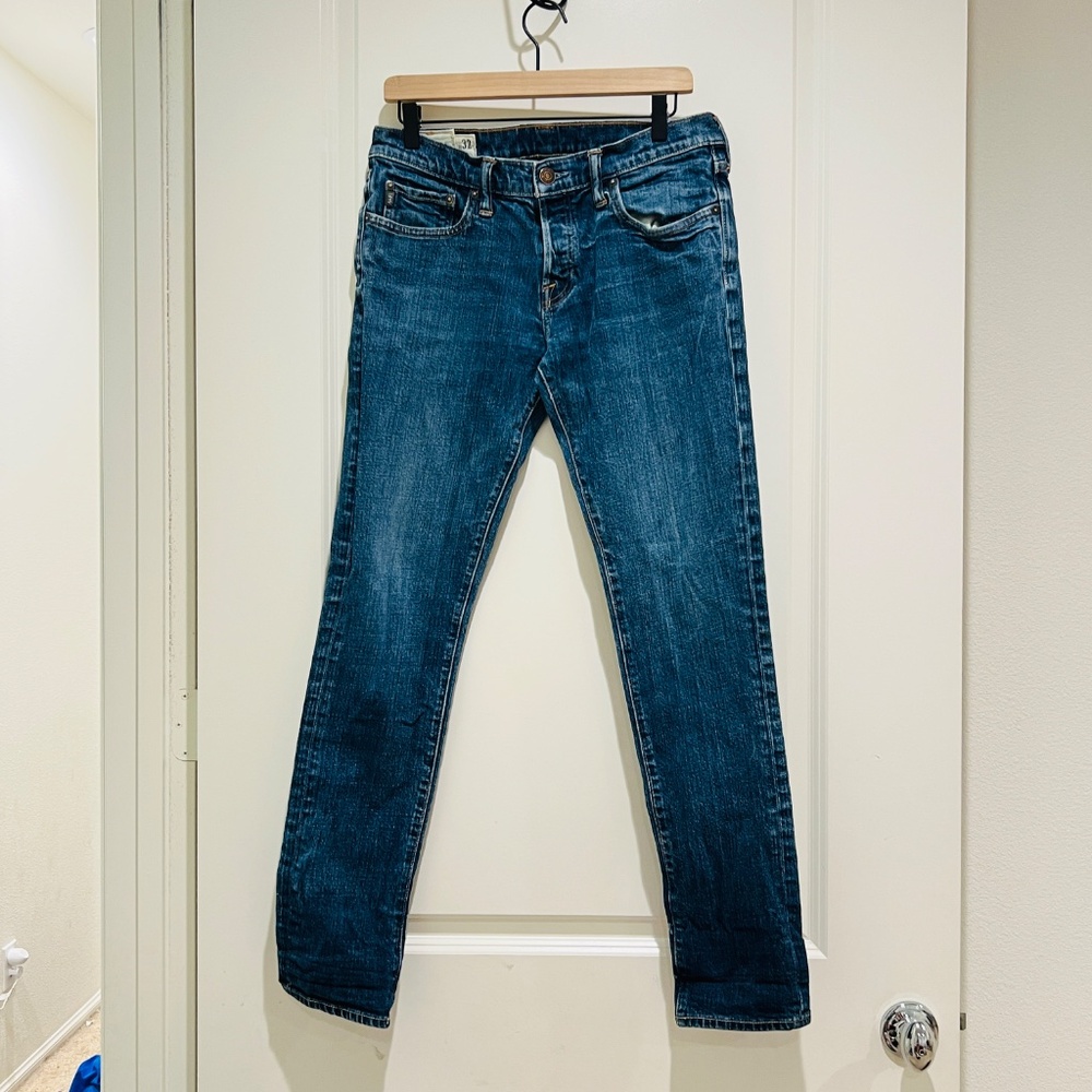 Abercrombie & Fitch Super Skinny Jeans Mens 32x34 Dark Wash Button Fly Denim